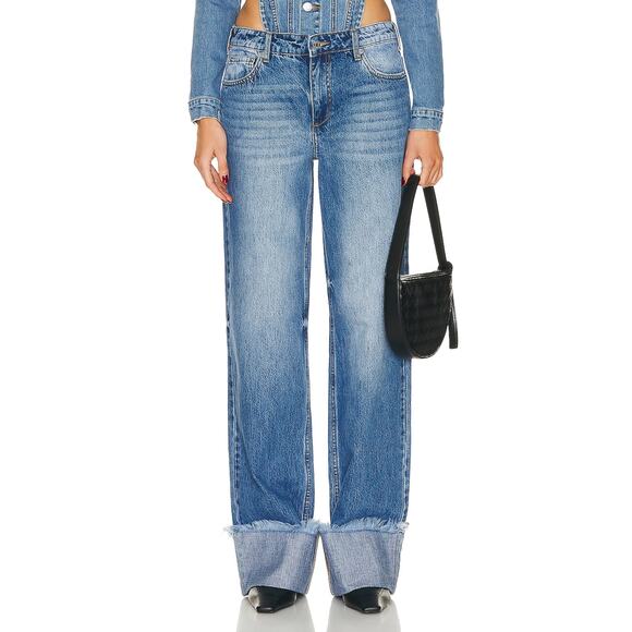 Ser.O.Ya 'Marcot' Blue Cotton Cuffed Wide Leg Size 28 W X 34 L